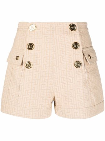 Balmain monogram jacquard button-front shorts - FARFETCH