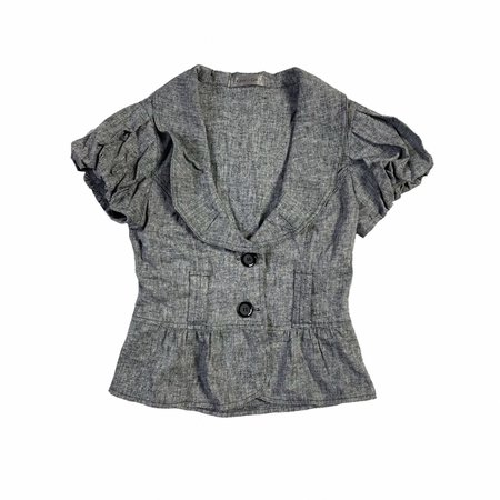 dark academia puff sleeve charcoal gray waistcoat vest button up top