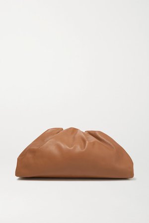 The Pouch Large Gathered Leather Clutch - Camel