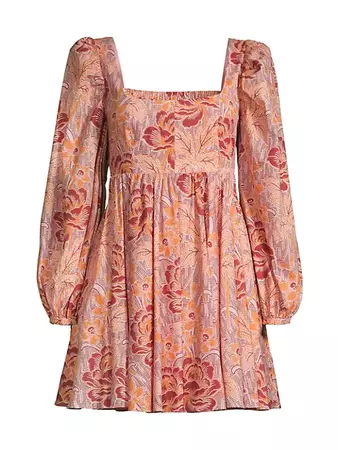 Shop LIKELY Lori Floral Puff-Sleeve Minidress | Saks Fifth Avenue