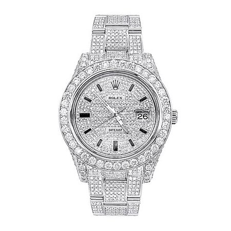 ROLEX ICED OUT DIAMOND WATCH DATE-JUST WITH DIAMOND BEZEL & FACE 20C