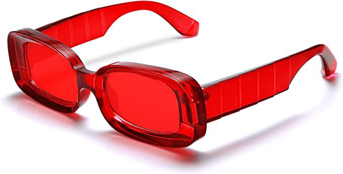 Amazon.com: VANLINKER Y2K Trendy Rectangle Sunglasses for Women Men Retro Fashion 90s Glasses Thick Square Frames UV400 Protection VL9673 Red Frame red Lenses : Clothing, Shoes & Jewelry