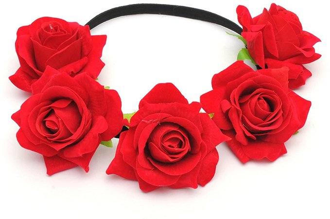 Amazon.com: DreamLily Rose Flower Crown Wedding Festival Headband Hair Garland Wedding Headpiece (1-Red): Clothing