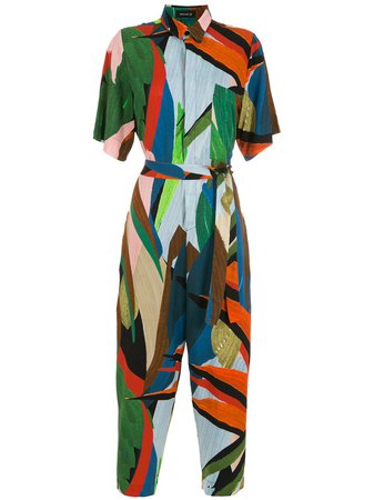 Osklen abstract-print tied-waist Jumpsuit - Farfetch