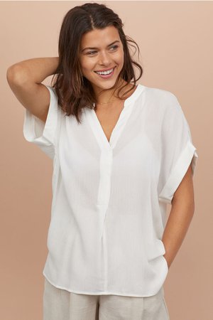 Blusa arrugada - Blanco - MUJER | H&M ES