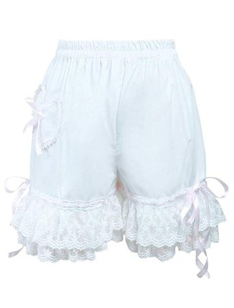 Hugme Lovely Bow Cotton White Lace Lolita Bloomers at Amazon Women’s Clothing store