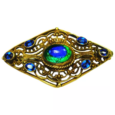 Czech Art Nouveau Peacock Eye Brooch