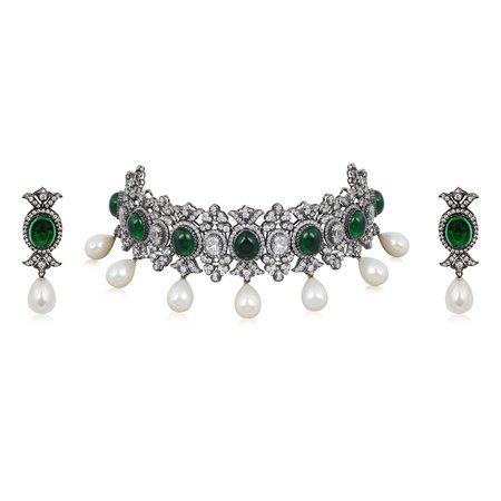 Antique Emerald and Pearl set