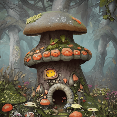 Beige mushroom fairy house