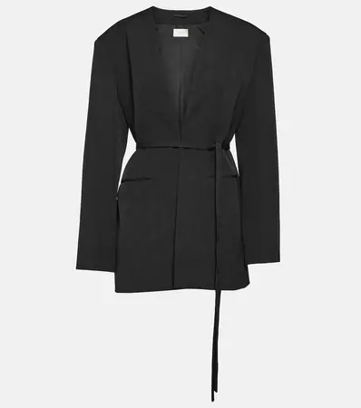 Clio Wool Wrap Coat in Black - The Row | Mytheresa