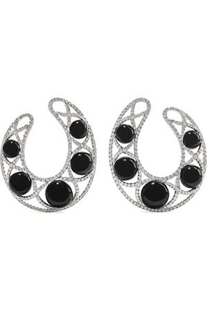 OFIRA | 18-karat white gold, diamond and agate hoop earrings | NET-A-PORTER.COM