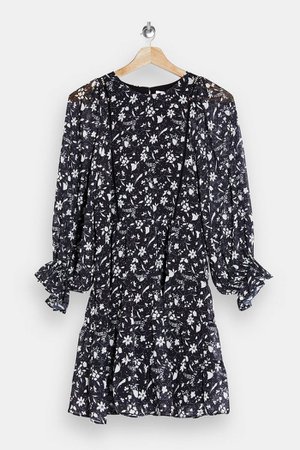 Black and White Tiered Batwing Chuck On Mini Dress | Topshop