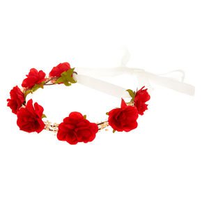 Oversized Burgundy Rose Flower Crown | Claire's US