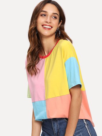 Cut and Sew Ringer Tee | SHEIN