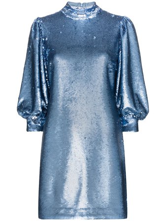 Ganni Sequin Mini Dress F3556 Blue | Farfetch