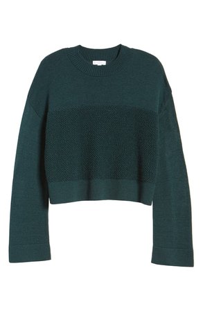 Leith Mock Neck Bell Sleeve Crop Sweater | Nordstrom