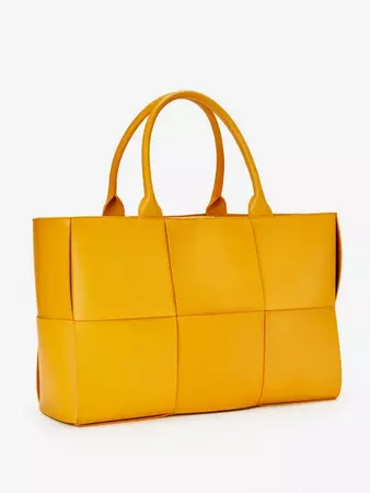 Golden_Yellow Solid Mega Tessare Woven Leather Handbag | Women's Handbags | J.McLaughlin