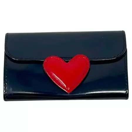 Black Polished Leather Red Heart KeyChain Vintage For Sale at 1stDibs | moschino heart bag the nanny, red heart purse the nanny, the nanny moschino heart bag