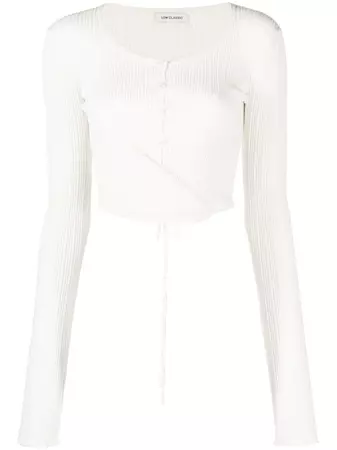 Low Classic ribbed-knit Cropped long sleeve Cardigan - Farfetch