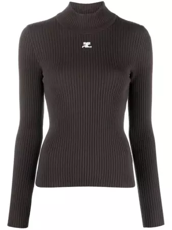 Courrèges logo-patch ribbed-knit Jumper - Farfetch
