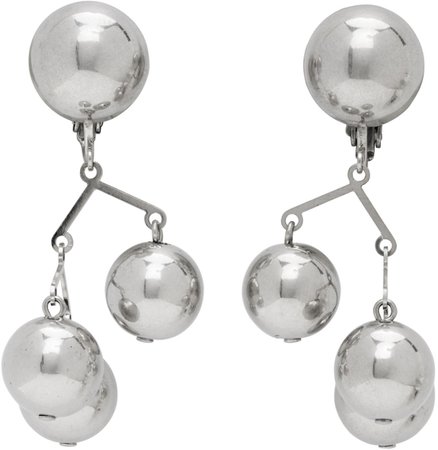 Jil Sander: Silver Small Balance Earrings | SSENSE