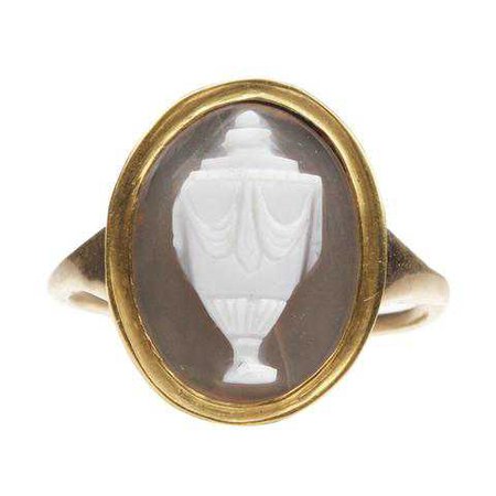 Early 19th Century Carved Urn Ring | Bell and Bird