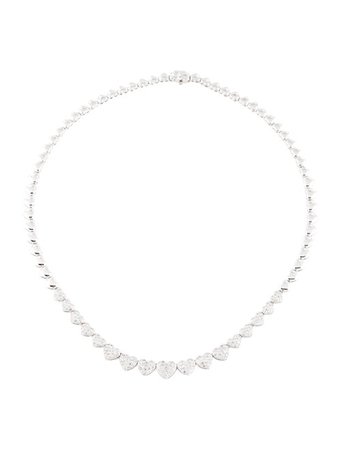 Necklace Platinum Pavé Diamond Heart Necklace - Necklaces - NECKL24696 | The RealReal