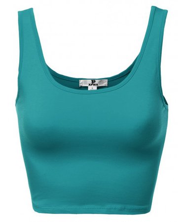 Basic Solid Sleeveless Crop Tank Tops | 12 Turquoise