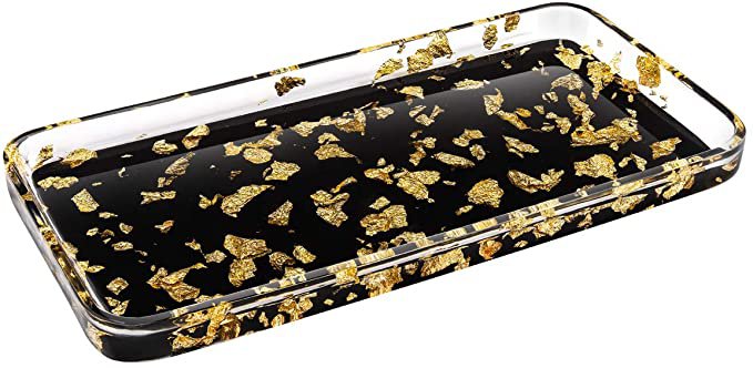 Amazon.com: Luxspire Toilet Tank Storage Tray, Countertop, Kitchen, Vanity Serving Tray, Jewelry Organizer Perfume Tray for Dresser, Counter or Desk - Gold Black: Home Improvement