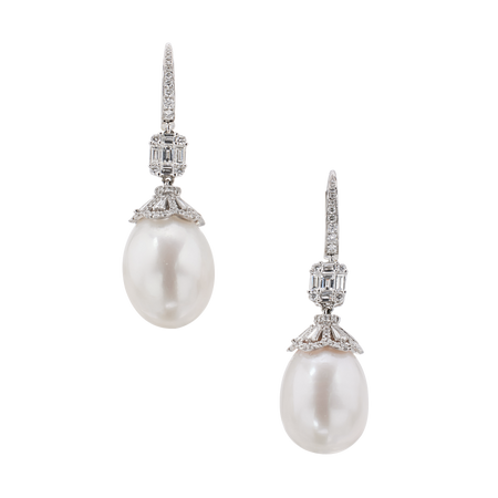 White Gold, Cultured Pearl And Diamond Earrings Available For Immediate Sale At Sotheby’s