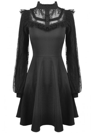 Dark In Love Black Dolly Frilly Lace Gothic Dress | Attitude Clothing
