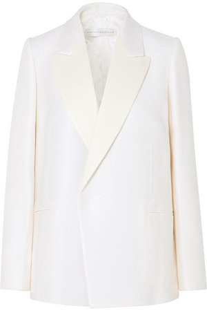 Victoria Beckham | Satin-trimmed woven blazer | NET-A-PORTER.COM