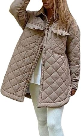 FULA-bao Women Lightweight Button Down Quilted Jacket Coat Winter Fashion Belted Padded Oversized Puffer Jacket Outwear at Amazon Women's Coats Shop