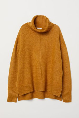 Knit Turtleneck Sweater - Mustard yellow - Ladies | H&M US