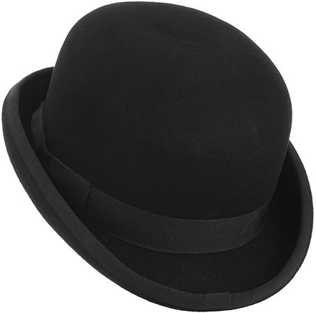 GEMVIE Black Derby Hat 100% Wool Theater Quality Hat Bowler Hat for Men Women Vintage Costumes at Amazon Men’s Clothing store