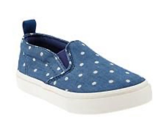 gap blue polka dot slip on shoes