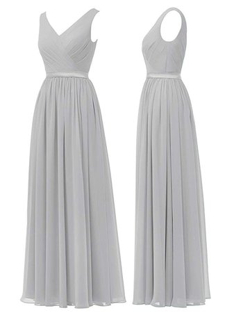 Alicepub V-Neck Chiffon Plus Size Bridesmaid Dress Long Party Prom Evening Dress Sleeveless, Dusty Rose, US30 at Amazon Women’s Clothing store