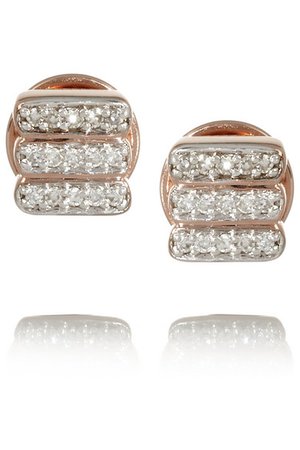 Monica Vinader Skinny rose gold-plated diamond earrings