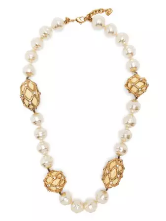 Valentino Garavani Pre-Owned 1990s rhinestone-embellished faux-pearl Necklace - Farfetch