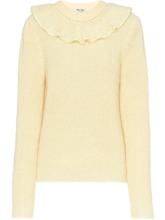 Miu Miu Ruffle Knitted Sweater | Farfetch.com