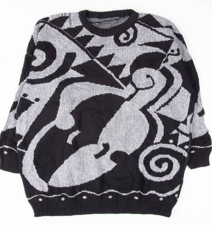 black & grey 80s sweater