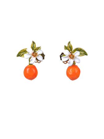 orange flower dangle earrings