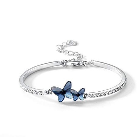 Amazon.com: T400 Blue Purple Pink Butterfly Bangle Bracelet Made with Swarovski Elements Crystal❤️ Birthday Gift for Women Girls: Jewelry