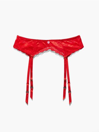 Candy Hearts Lace Garter in Goji Berry Red | SAVAGE X FENTY
