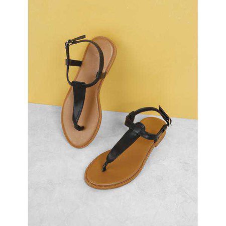Sandals | Shop Women's Black Toe Post Flat Sandals at Fashiontage | 0b9891d5-0-color-black-size-eur35