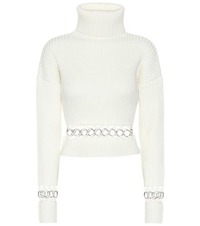 Eyelet wool-blend sweater