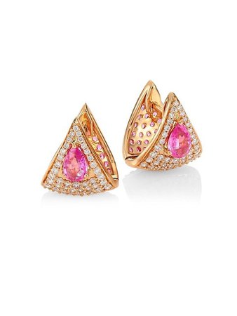 Hueb Spectrum 18K Rose Gold, White Diamond & Pink Sapphire Earrings | SaksFifthAvenue