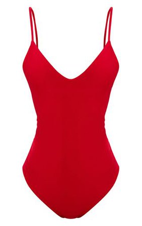 Shape Red Slinky Plunge Bodysuit.Bodysuits | PrettyLittleThing