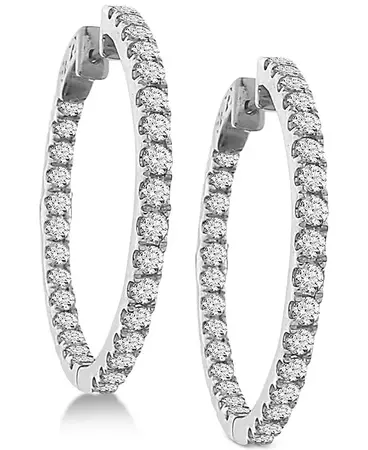 Macy's Diamond In and Out Hoop Earrings (3 ct. t.w.) in 14k White or Yellow Gold & Reviews - Earrings - Jewelry & Watches - Macy's