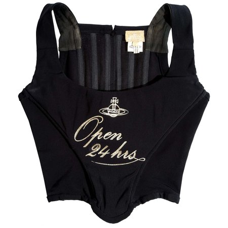Vivienne Westwood black and gold mesh 'Open 24hrs' corset, fw 1993 For Sale at 1stDibs